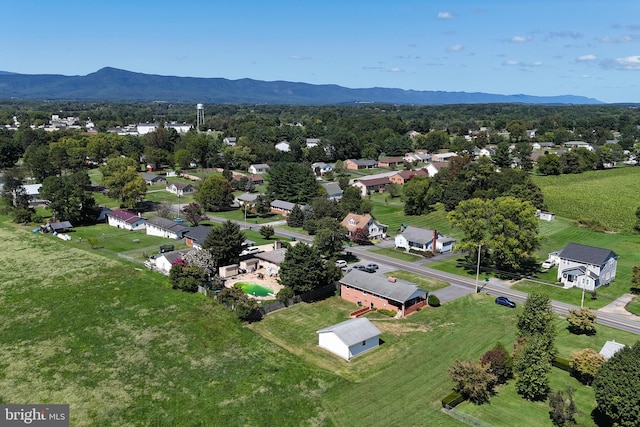 drone / aerial view featuring a mountain view