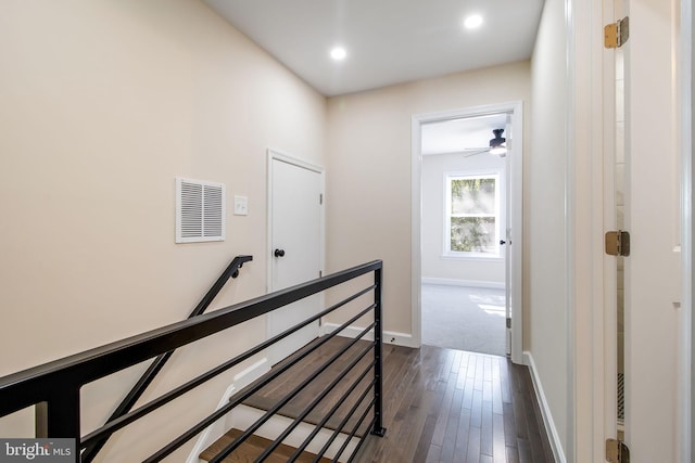 hallway featuring dark wood-type flooring