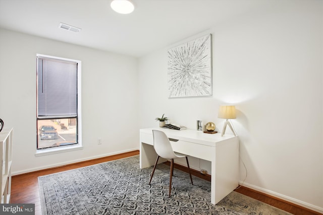 office area featuring hardwood / wood-style flooring