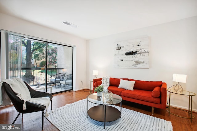 living room featuring hardwood / wood-style flooring