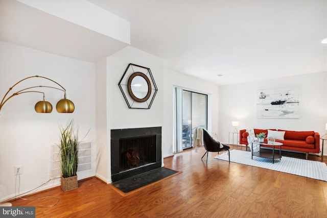 living room with hardwood / wood-style floors