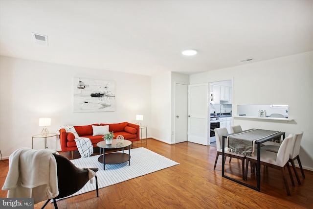 living room featuring light hardwood / wood-style flooring