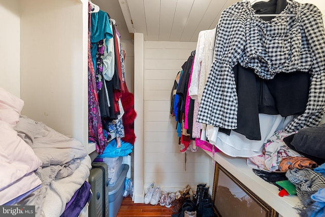 walk in closet featuring dark hardwood / wood-style floors