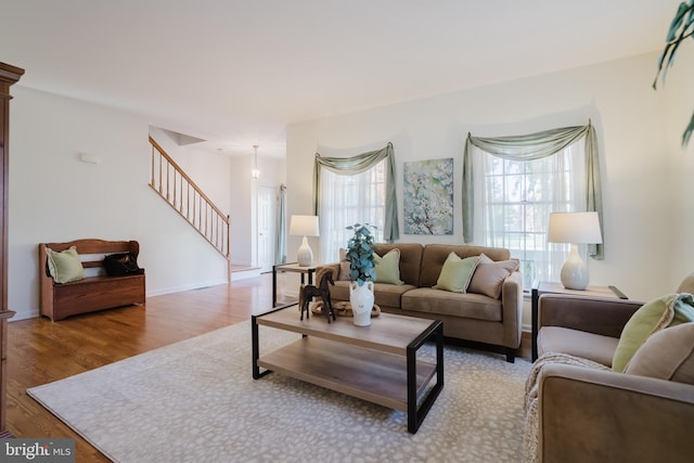 living room featuring light hardwood / wood-style flooring