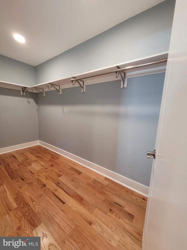 walk in closet featuring light hardwood / wood-style floors