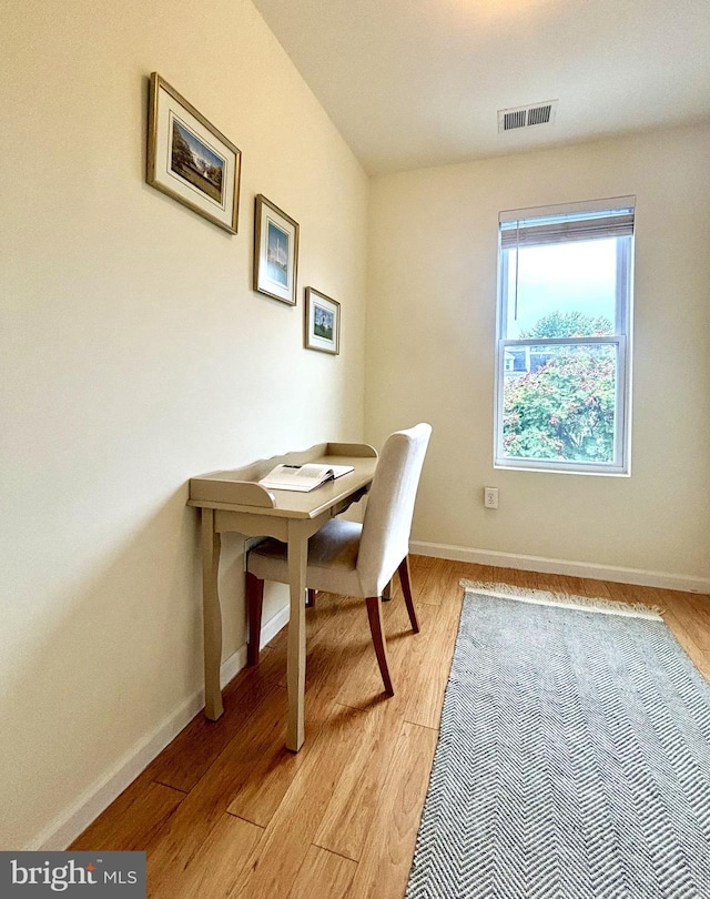 office featuring light hardwood / wood-style flooring