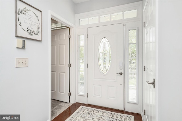 entryway featuring hardwood / wood-style flooring