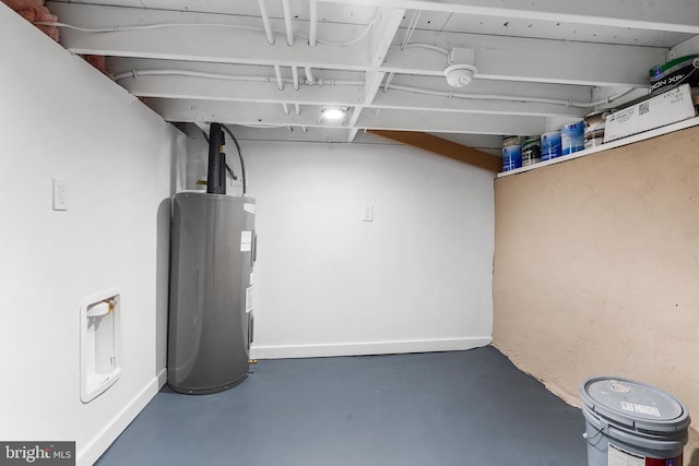 basement with water heater