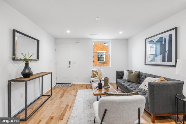 living room featuring light hardwood / wood-style flooring