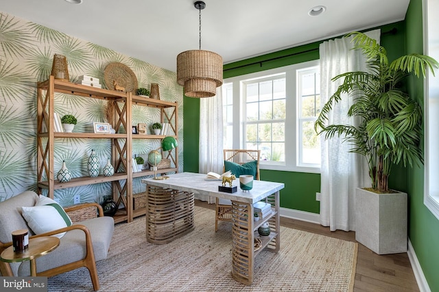 office featuring hardwood / wood-style flooring