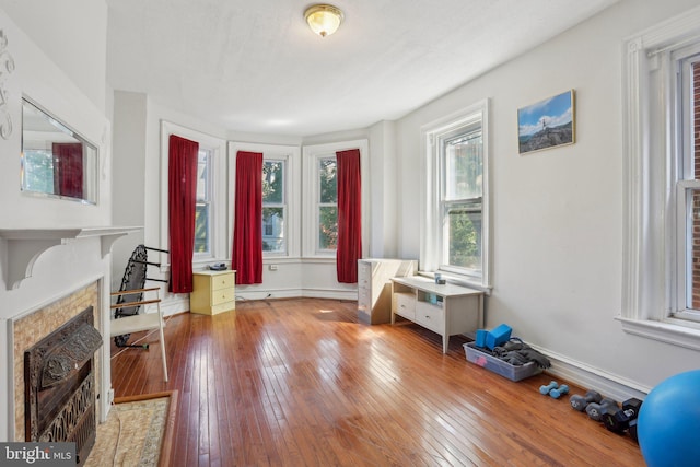 interior space with hardwood / wood-style flooring