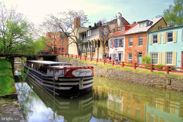 view of dock with a residential view