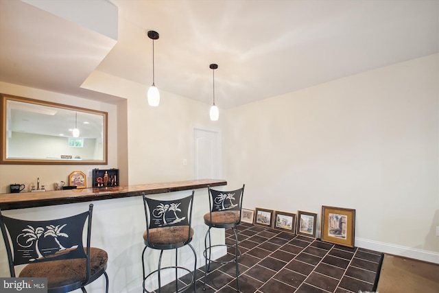 bar with pendant lighting