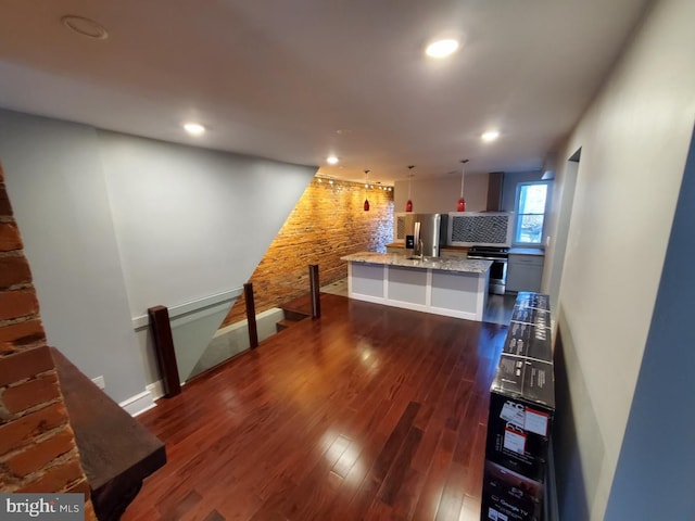 living room featuring dark hardwood / wood-style floors