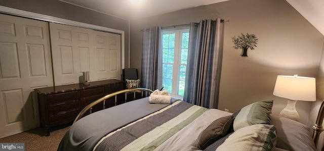 carpeted bedroom featuring a closet