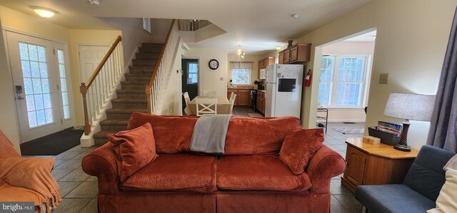 view of tiled living room