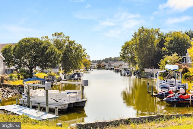 dock area featuring a water view