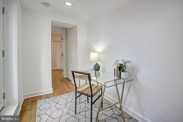 office area featuring light hardwood / wood-style flooring