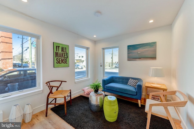 sitting room with light wood-type flooring