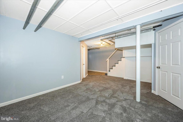 basement featuring carpet