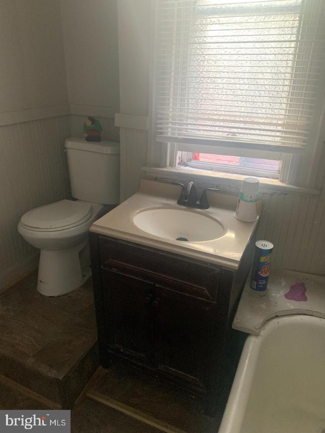 bathroom featuring toilet and vanity