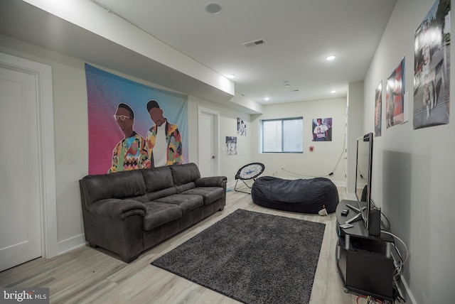 living room featuring light hardwood / wood-style flooring