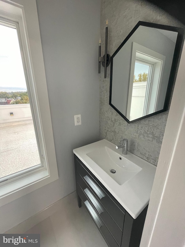 bathroom featuring vanity and a healthy amount of sunlight