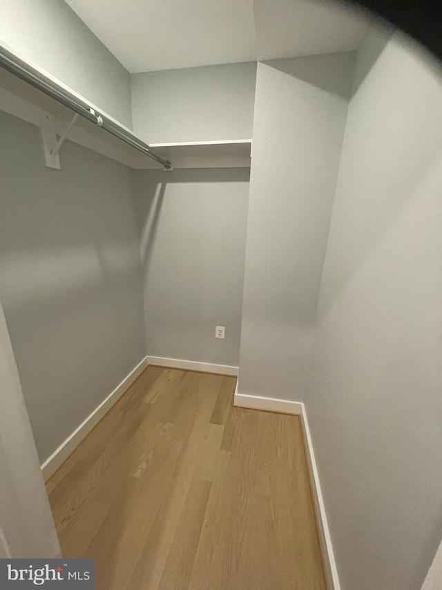 spacious closet with light hardwood / wood-style flooring