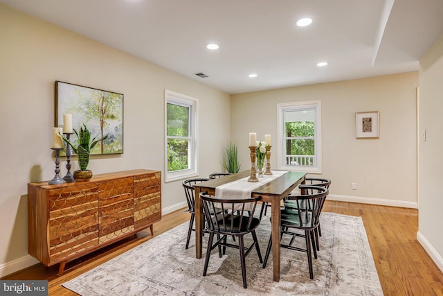 dining area featuring light hardwood / wood-style floors