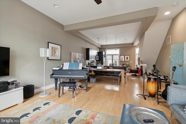 living room featuring light hardwood / wood-style flooring