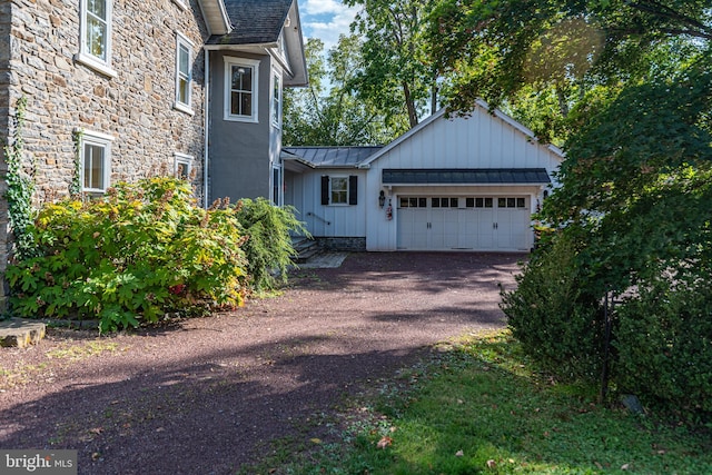 exterior space featuring a garage