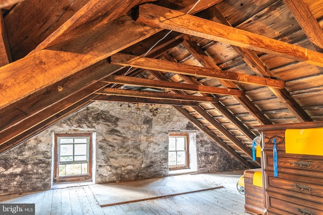 view of unfinished attic