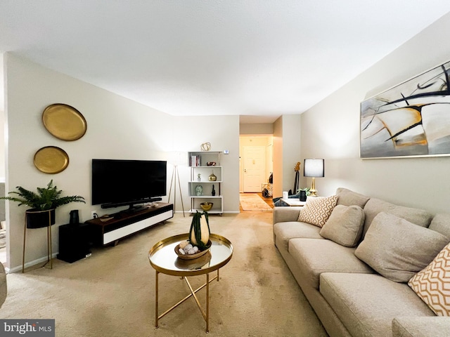 living room with carpet floors