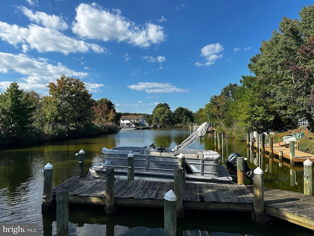 view of dock featuring a water view