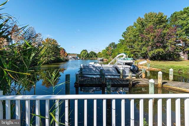 view of dock featuring a water view