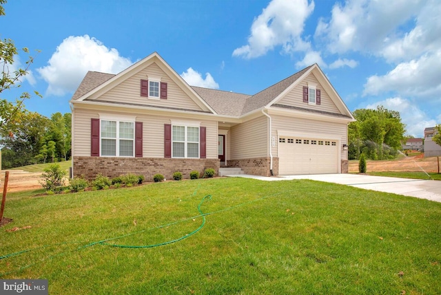 craftsman house featuring a garage and a front yard