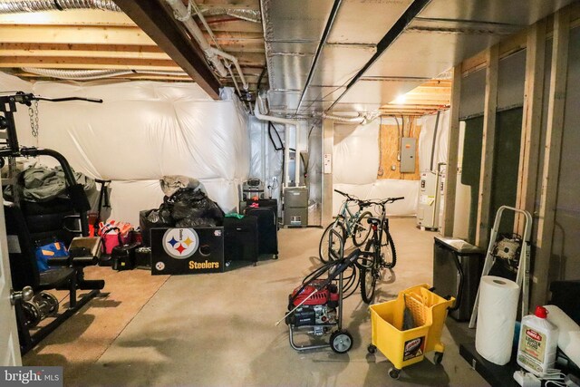 basement featuring electric panel