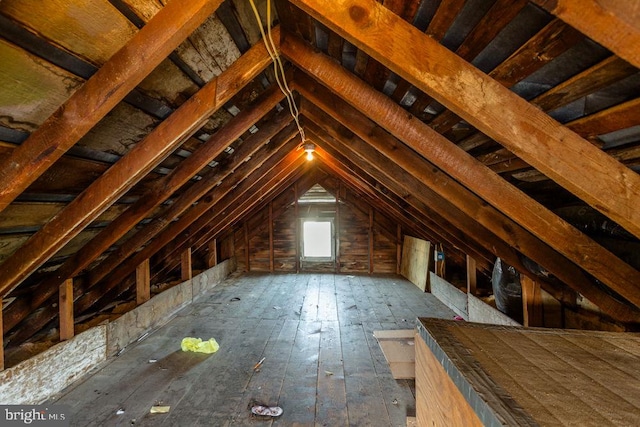 view of unfinished attic