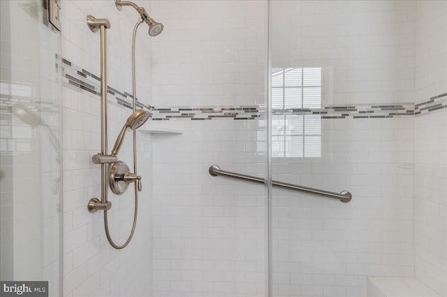 bathroom featuring a stall shower