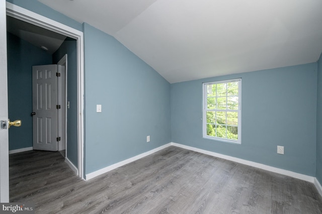 additional living space with vaulted ceiling and wood-type flooring