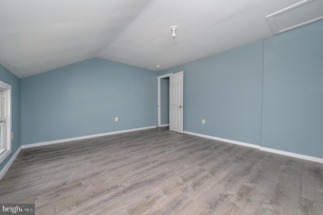 additional living space featuring lofted ceiling and wood-type flooring