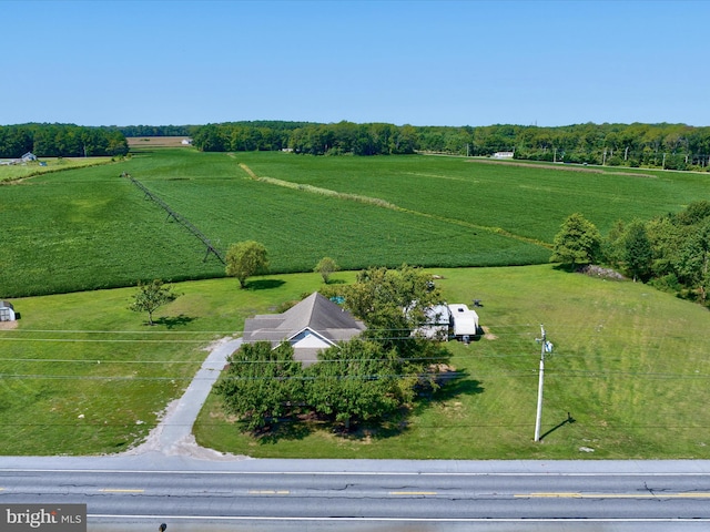 birds eye view of property featuring a rural view