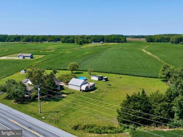 birds eye view of property featuring a rural view