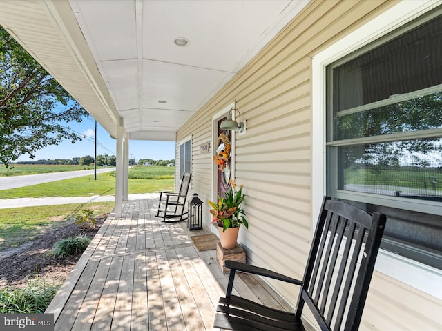 deck featuring a porch