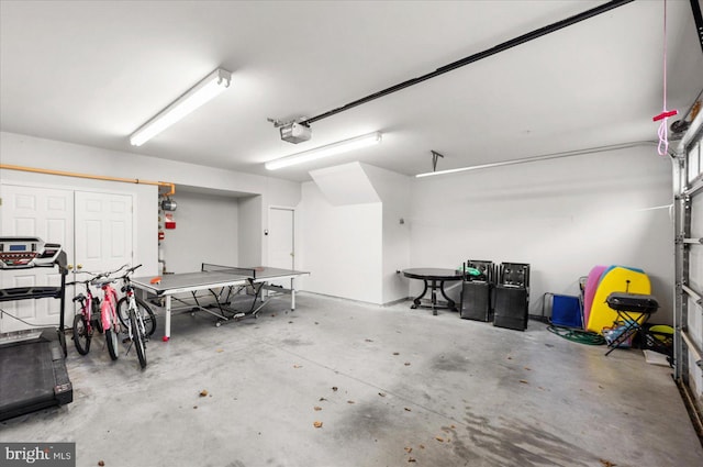 garage with a garage door opener