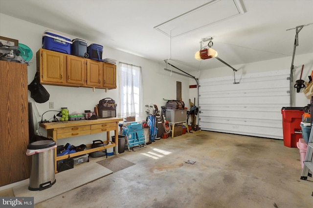 garage with a garage door opener