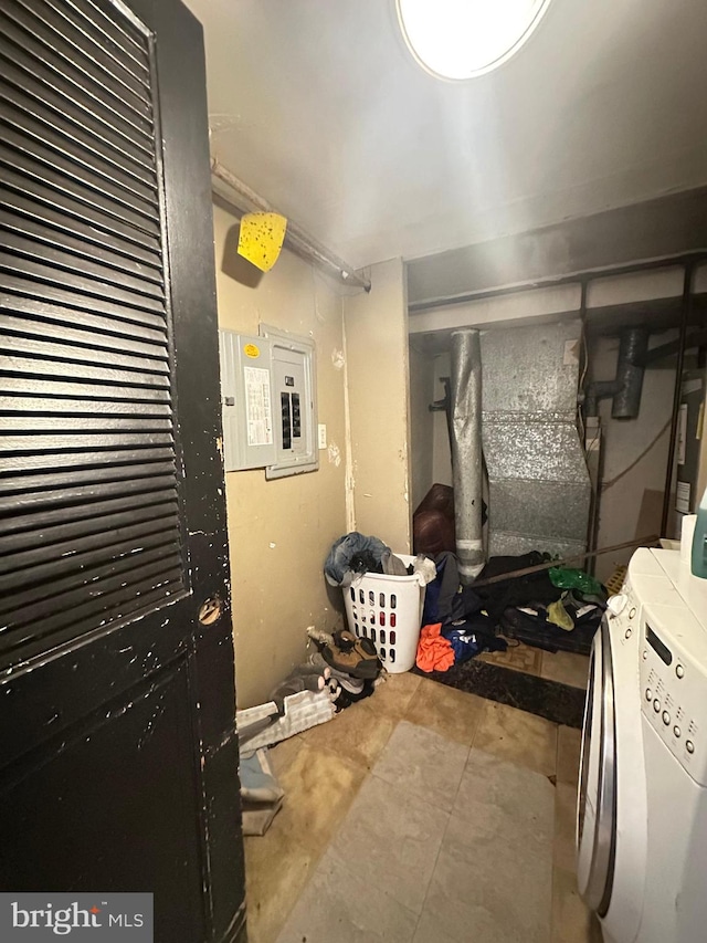 interior space featuring washer / clothes dryer and electric panel