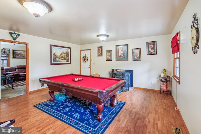 playroom featuring wood-type flooring and billiards