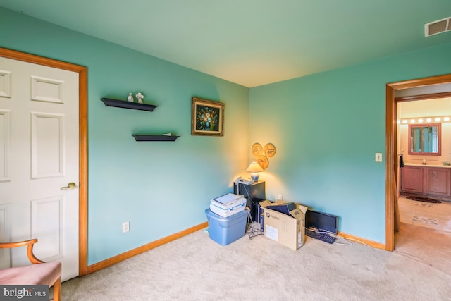 living area with carpet floors