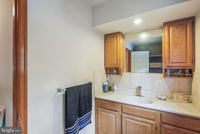 interior space with tasteful backsplash and sink